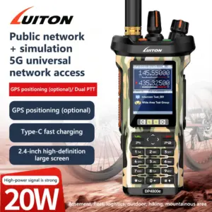 luiton dp4800e – 20w dual‑mode hybrid two‑way radio | public network + analog, gps locating, sos & type‑c fast charging